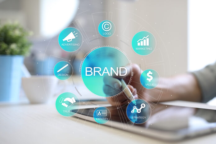 Brand awareness concept on virtual screen.